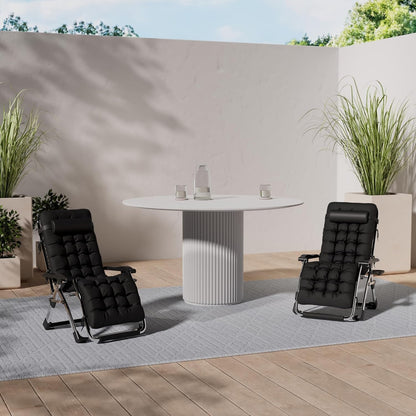 DQCHAIR Sonnenliege Klappbar Gartenliege Extra Gross - Schwarz