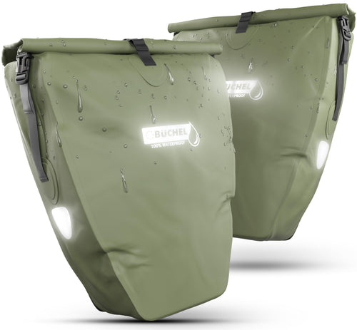Büchel Fahrradtasche für Gepäckträger, 2er Set, wasserdicht, 25.4 L, mit Tragegriff und Schultergurt
