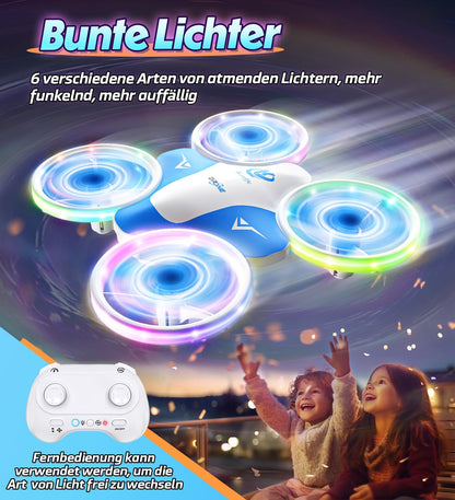 Korffe Mini Drohne für Kinder, RC Spielzeug mit LED-Lichtern