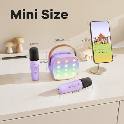 YLL Mini Kinder Karaoke Maschine K1-L mit 2 Mikrofonen, Lila