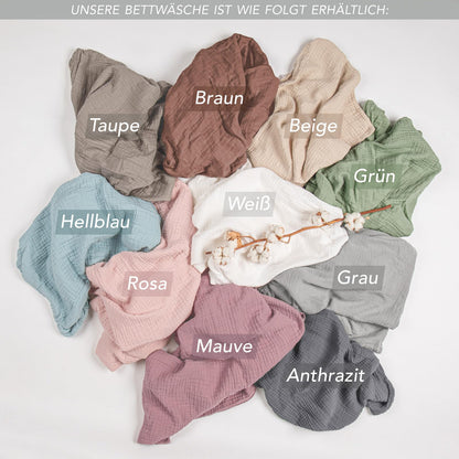 Pure Label Musselin Bettwäsche Set 135x200 4-teilig - Grün