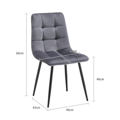 Deuline Milano Esszimmerstühle Samtbezug Grau 4er-Set