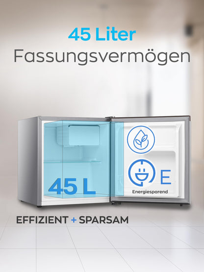 HEINRICHS Getränkekühlschrank 45L mit Kühlfach, leise - Silber