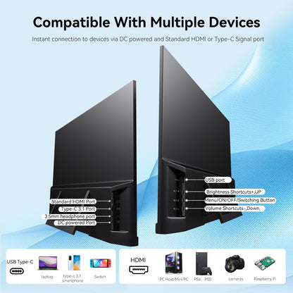 Kenowa 23.8 Zoll USB-C Tragbarer Gaming Monitor 100Hz FHD