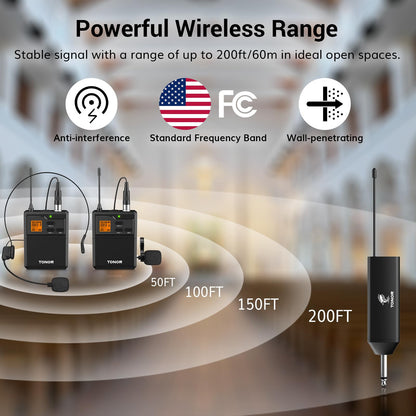TONOR TW632 UHF Funkmikrofon Set mit Headset und Lavalier Mikrofon