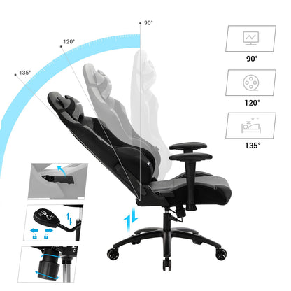 SONGMICS Gaming Stuhl RCG02G – ergonomischer Bürostuhl Schwarz-Grau
