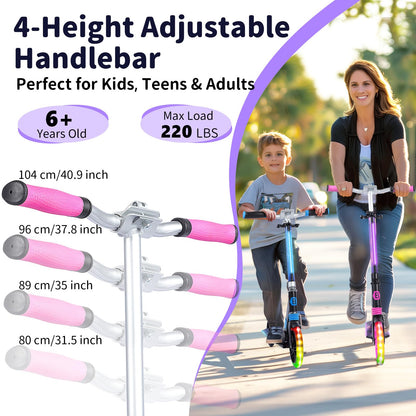 BELEEV Big Wheel Cityroller – LED leuchtend, faltbar 200mm