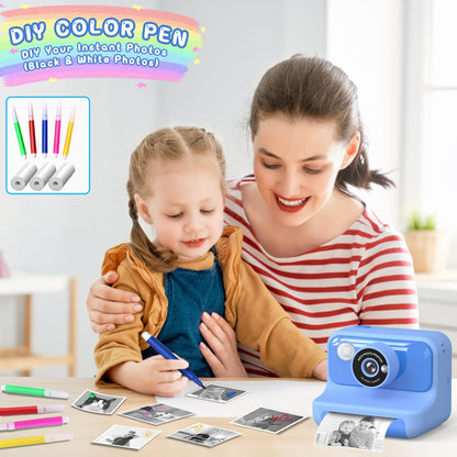 Hangrui H3 Kinderkamera Sofortbildkamera 1080P mit 32 GB Karte Blau