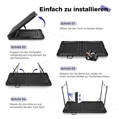 Byliable Klapptisch Outdoor-Tisch 120cm Höhenverstellbar – Schwarz