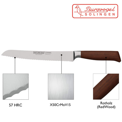 Burgvogel Natura Line Brotmesser – 23 cm Holzgriff Wellenschliff