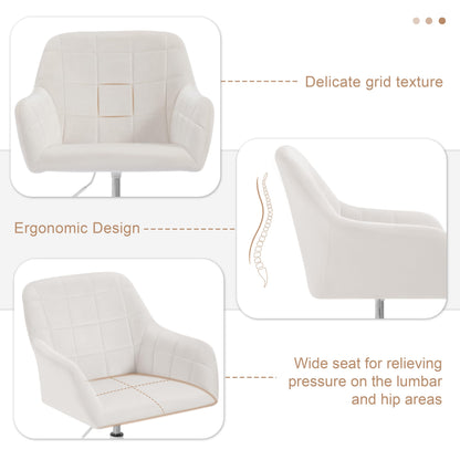 WOLTU Bürostuhl Drehstuhl ergonomisch - Samt Cremeweiss