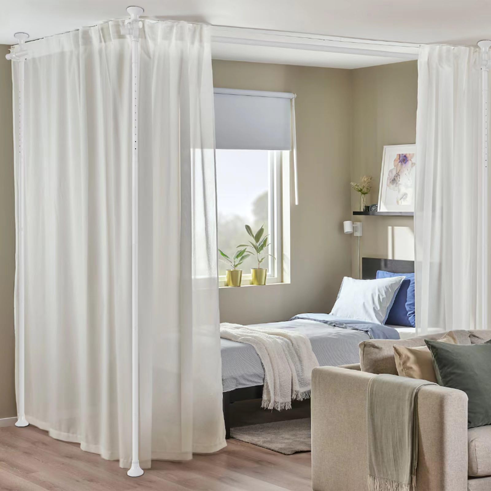 DAKEPOLE Raumteiler Paravent – B 280 x H 317 cm Weiss. Weisser Paravent für Raumgliederung und Sichtschutz.