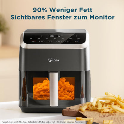 Midea Heissluftfritteuse 5L HeatXpress Easy-View – Schwarz