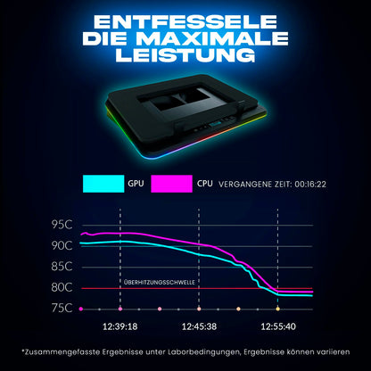 KLIM Turbofrost Gaming Laptop Kühlpad bis 17 Zoll - Schwarz