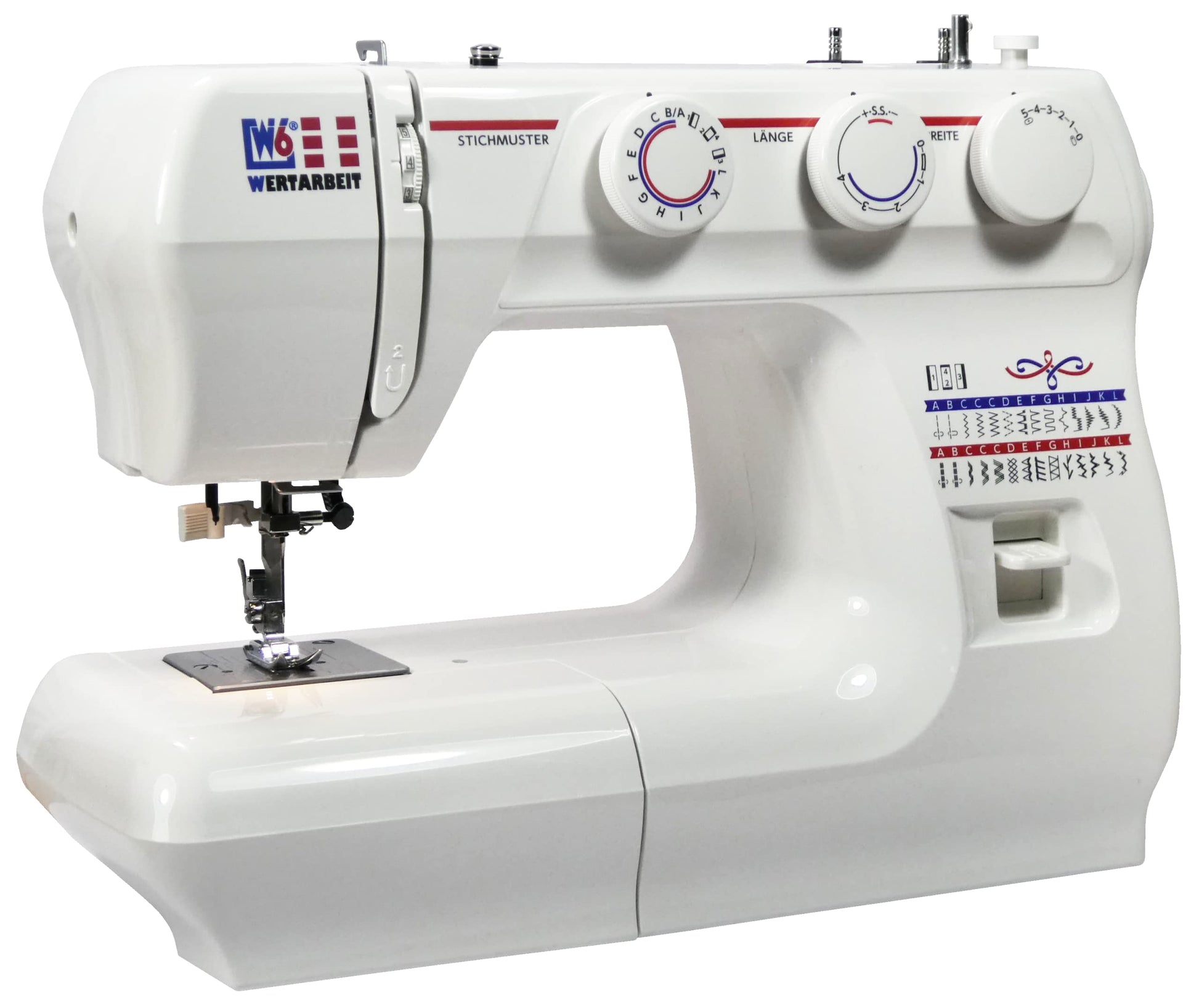 W6 WERTARBEIT N 1235/61 Freiarm Nutzstich Nähmaschine - Weiss. Zum Nähen von Nutzstichen; der Freiarm ist ideal für Rundgeschlossenes.