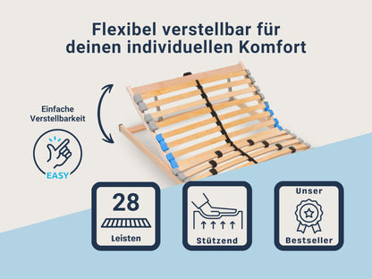 Madera 7 Zonen Lattenrost 140x200 cm Selbstmontage – Kopfteilverstellung