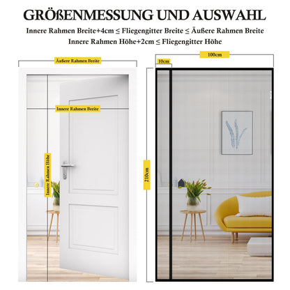 fowong Magnet Fliegengitter Balkontür 100x210 cm mit Seitenöffnung