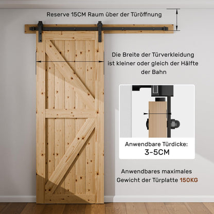 Wolfbird Schiebetürbeschlag Komplettset 200 cm Schwarz