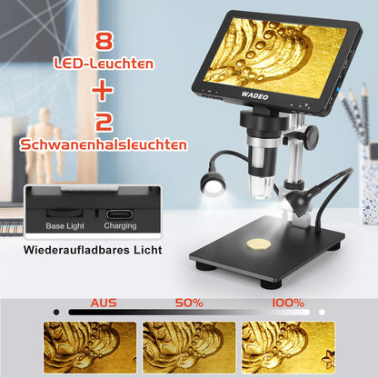 WADEO 7" LCD Digitalmikroskop - HDMI USB inkl. 32GB Karte