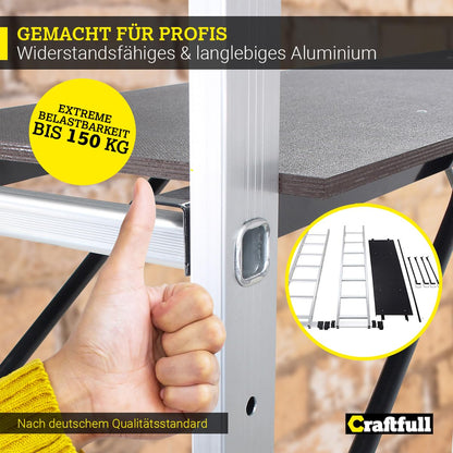 CRAFTFULL CF-103A Alu Rollgerüst und Leiter - 7 Sprossen