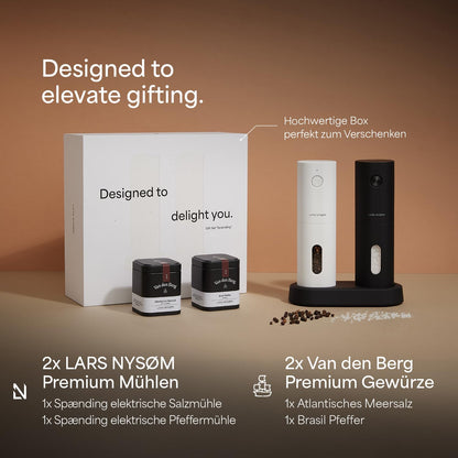 LARS NYSØM Elektrische Gewürzmühlen Set – Geschenkset Black/White