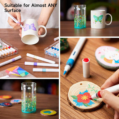 Shuttle Art Acrylstifte Set, 60 Farben, wasserfest, Pinselspitze