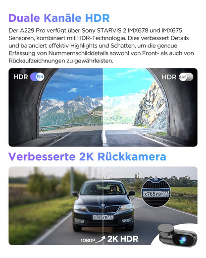 VIOFO A229 Pro 4K/2K Dual Dashcam - STARVIS 2, GPS, CPL