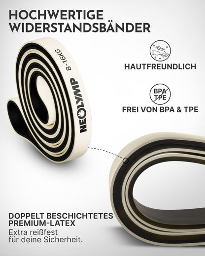 NEOLYMP Resistance Bands aus Naturlatex, 3er Set leicht (8-36 kg)