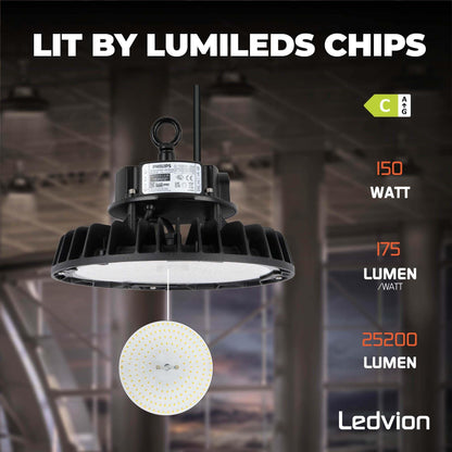 Ledvion LED Hallenstrahler 150W UFO Lampe – Dimmbar 4000K