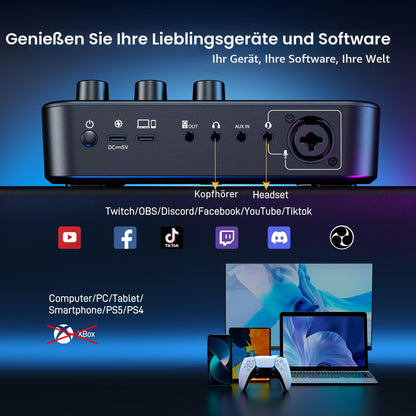 MAONO G1 Neo Audio Mixer für Streaming, XLR & 48V-Phantomspeisung