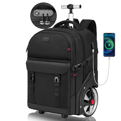MATEIN Trolley Rucksack 17.3 Zoll mit Rollen – Schwarz für Reise & Arbeit