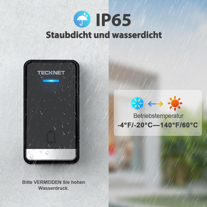 TECKNET Funkklingel kabellos, batterielose Türklingel mit Steckdose