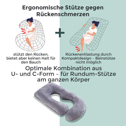 momcozy Schwangerschaftskissen U-Form - Kristallvelours 145cm