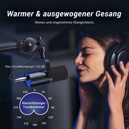 TONOR TD510 Dynamisches Mikrofon USB/XLR für Podcast, Schwarz