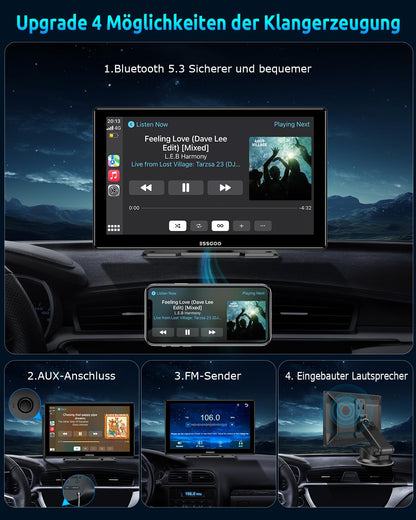 ESSGOO 9 Zoll IPS Carplay Display - Apple CarPlay & Android Auto