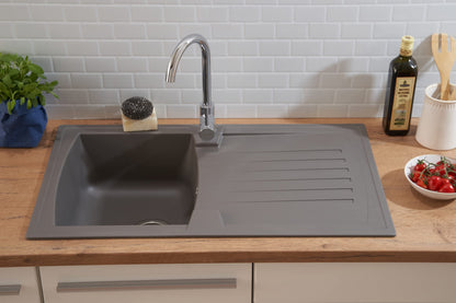 Respekta Boston Mineralitespüle – Betongrau 1 Becken 86x50 cm