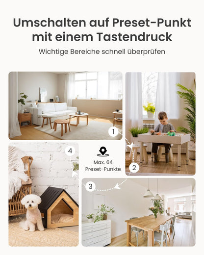 Reolink E1 Zoom 5MP PTZ WLAN Überwachungskamera Innen - Schwarz