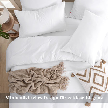 Aisbo Bettwäsche-Set 135x200 cm aus Baumwolle, 4teilig, weiss