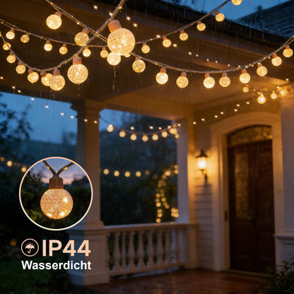 Ciskotu LED Lichterkette Baumwollkugeln, 8 m, 16 Kugeln, dimmbar