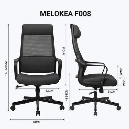 MELOKEA Bürostuhl Ergonomisch Drehstuhl mit Wippfunktion – Schwarz