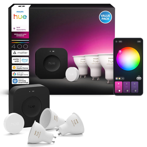 Philips Hue Starter Kit Bridge Pro + 3 GU10 LED Spots + Smart Button