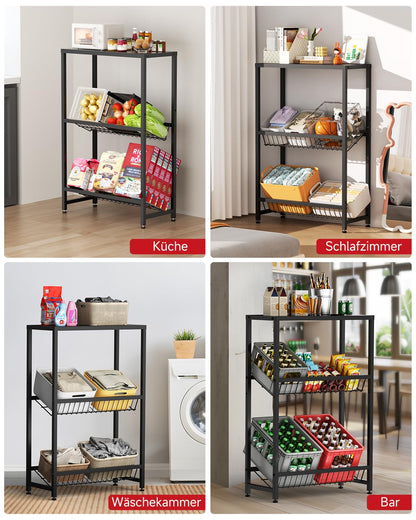 Rainsworth Getränkekistenregal mit Ablage – für 4 Kisten, Schwarz