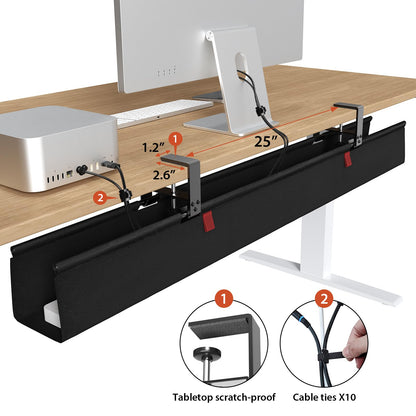 Univivi Kabelnetz Schreibtisch 120cm – Klemmbar ohne Bohren
