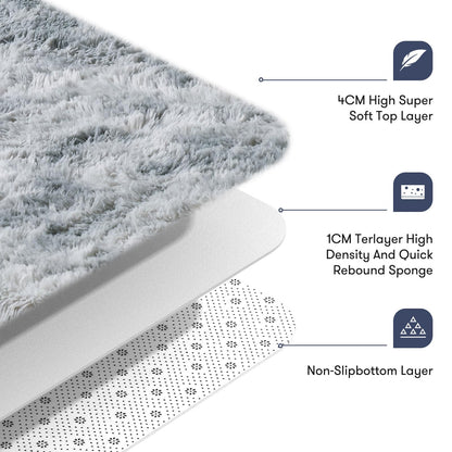 JOJOSEE Hochflor Teppich Wohnzimmer - 200x300 cm Hellgrau