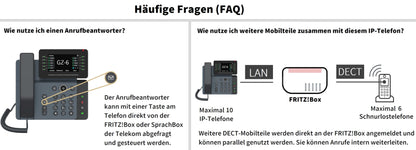 GEQUDIO VoIP Telefon GZ-6 - Fritzbox & Telekom kompatibel