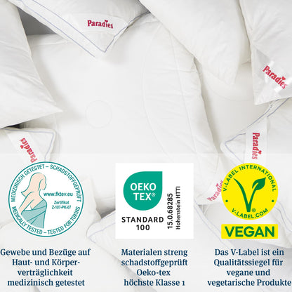 PARADIES Softy Top Bio Kopfkissen 80x80 2er Set mittelfest vegan