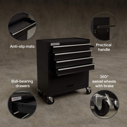 Arebos Werkstattwagen Rollwagen mit 5 Fächern - Schwarz