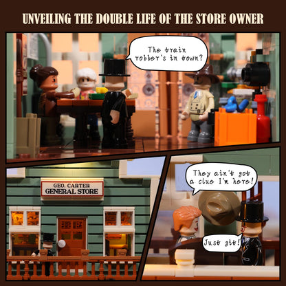 FUNWHOLE Western General Store Beleuchtetes Bauklötze-Set - 1895 Teile