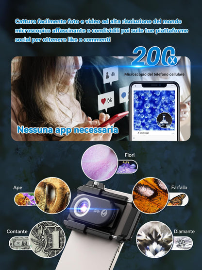 APEXEL 200X Mini-Mikroskop für Smartphone-Kamera