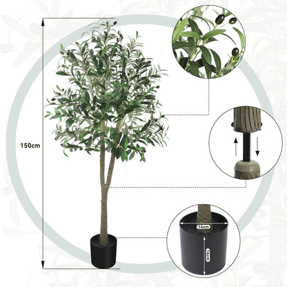 YOLEO Künstlicher Olivenbaum 150cm – Gross, wie echt Deko (Typ 2)